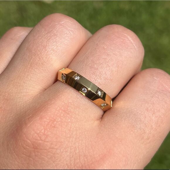 New! “Alexis” Gold Crystal Studded Ring - Picture 2 of 2